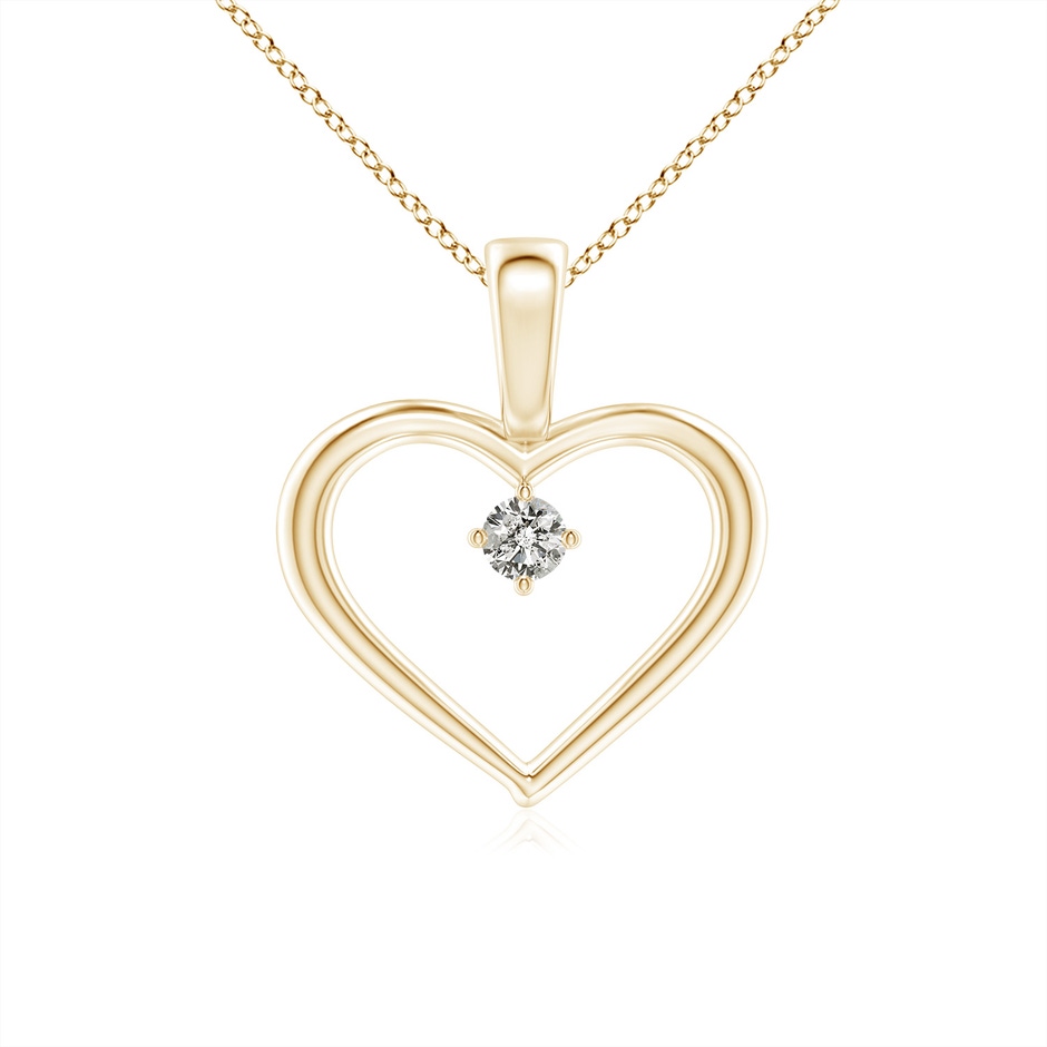 3.8mm KI3 Solitaire Diamond Heart Pendant in Yellow Gold 