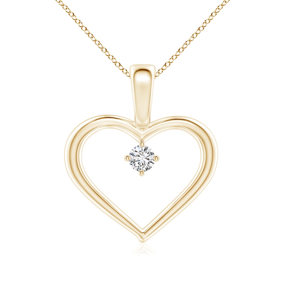 4.4mm HSI2 Solitaire Diamond Heart Pendant in Yellow Gold 