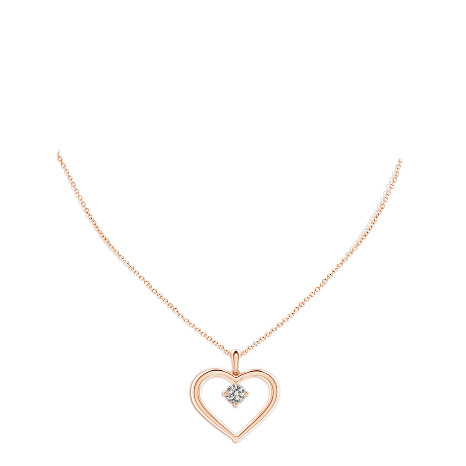 6.4mm KI3 Solitaire Diamond Heart Pendant in Rose Gold pen