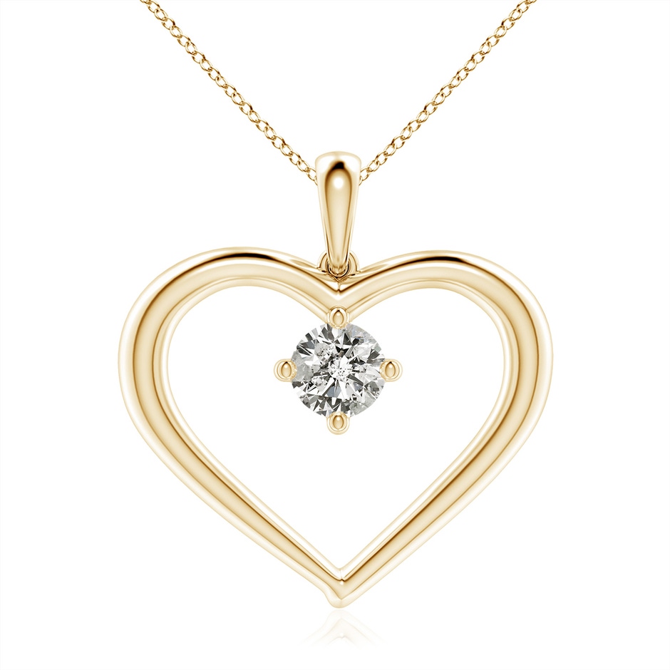 6.4mm KI3 Solitaire Diamond Heart Pendant in Yellow Gold 