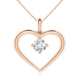 7.4mm GVS2 Solitaire Diamond Heart Pendant in 9K Rose Gold