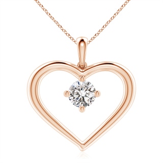 7.4mm IJI1I2 Solitaire Diamond Heart Pendant in Rose Gold