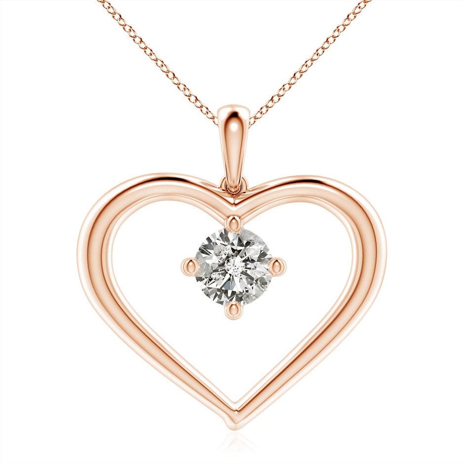 7.4mm KI3 Solitaire Diamond Heart Pendant in Rose Gold 