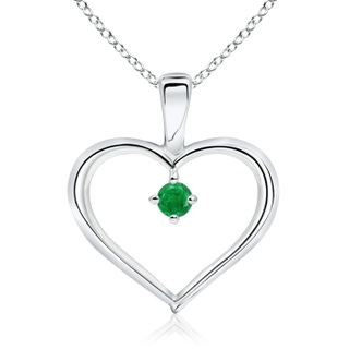 2.5mm AA Solitaire Emerald Heart Pendant in S999 Silver