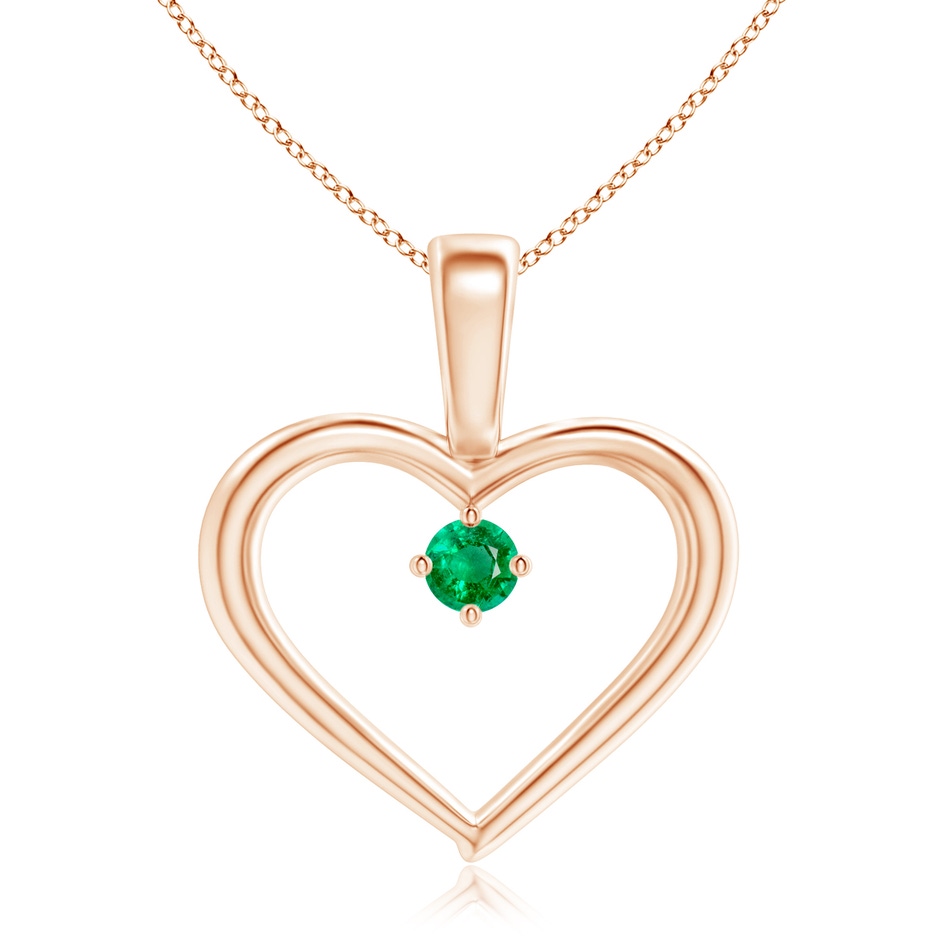 2.5mm AAA Solitaire Emerald Heart Pendant in Rose Gold 