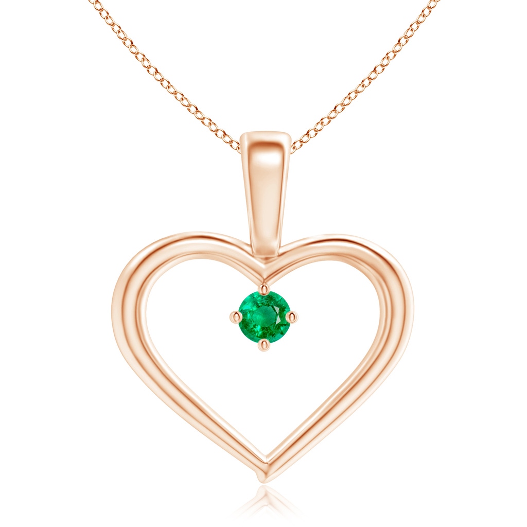 2.5mm AAA Solitaire Emerald Heart Pendant in Rose Gold
