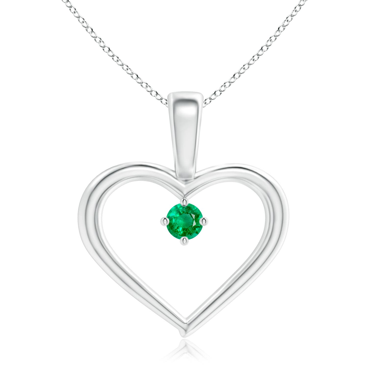 AAA - Emerald / 0.06 CT / 14 KT White Gold