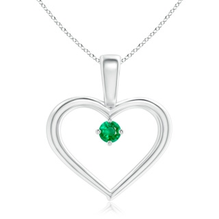 2.5mm AAA Solitaire Emerald Heart Pendant in White Gold