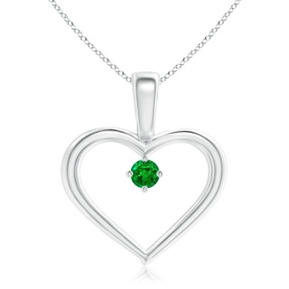 2.5mm AAAA Solitaire Emerald Heart Pendant in P950 Platinum