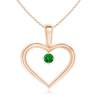 2.5mm AAAA Solitaire Emerald Heart Pendant in Rose Gold