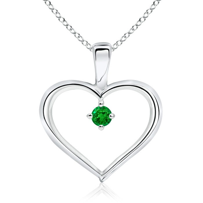 2.5mm AAAA Solitaire Emerald Heart Pendant in S999 Silver