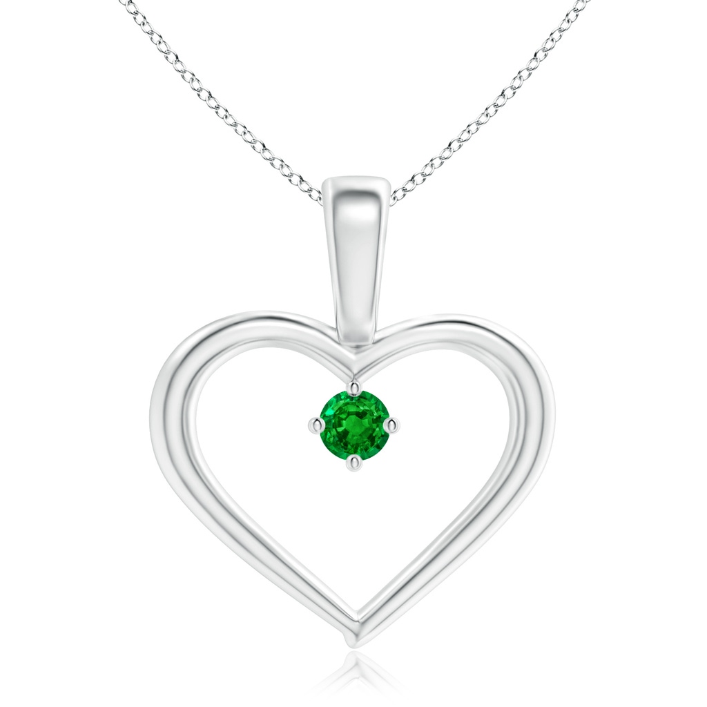 2.5mm AAAA Solitaire Emerald Heart Pendant in White Gold
