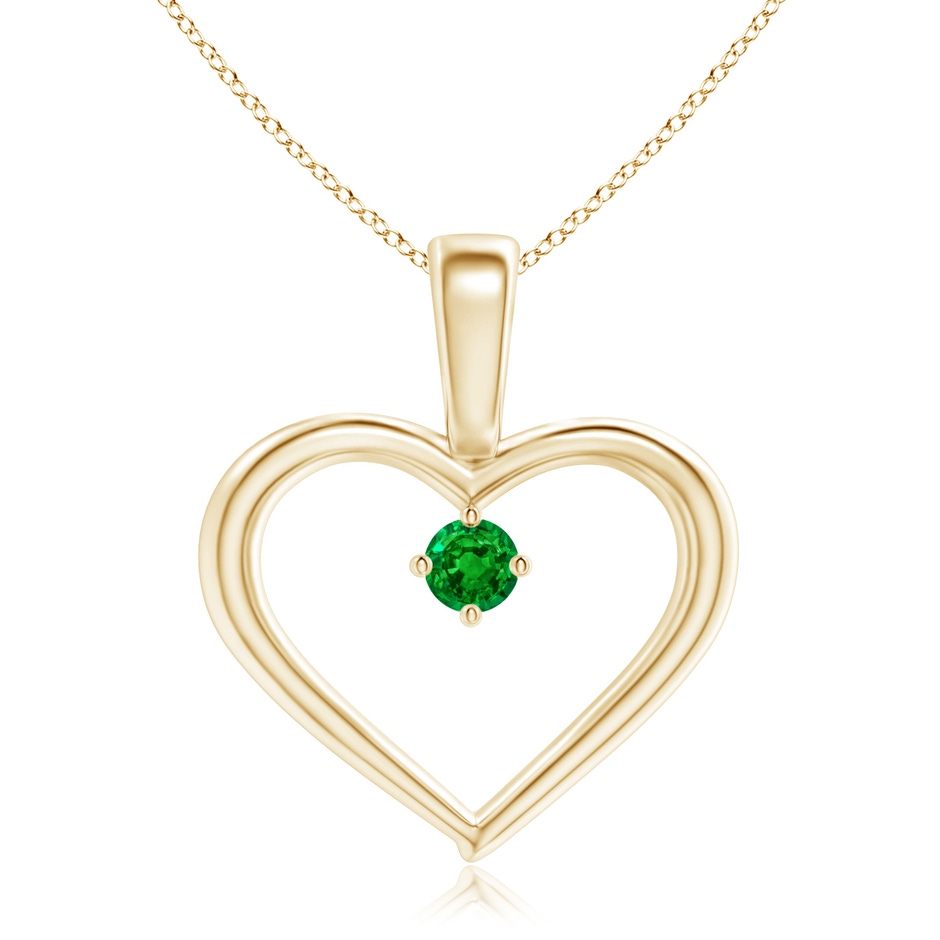 2.5mm AAAA Solitaire Emerald Heart Pendant in Yellow Gold 