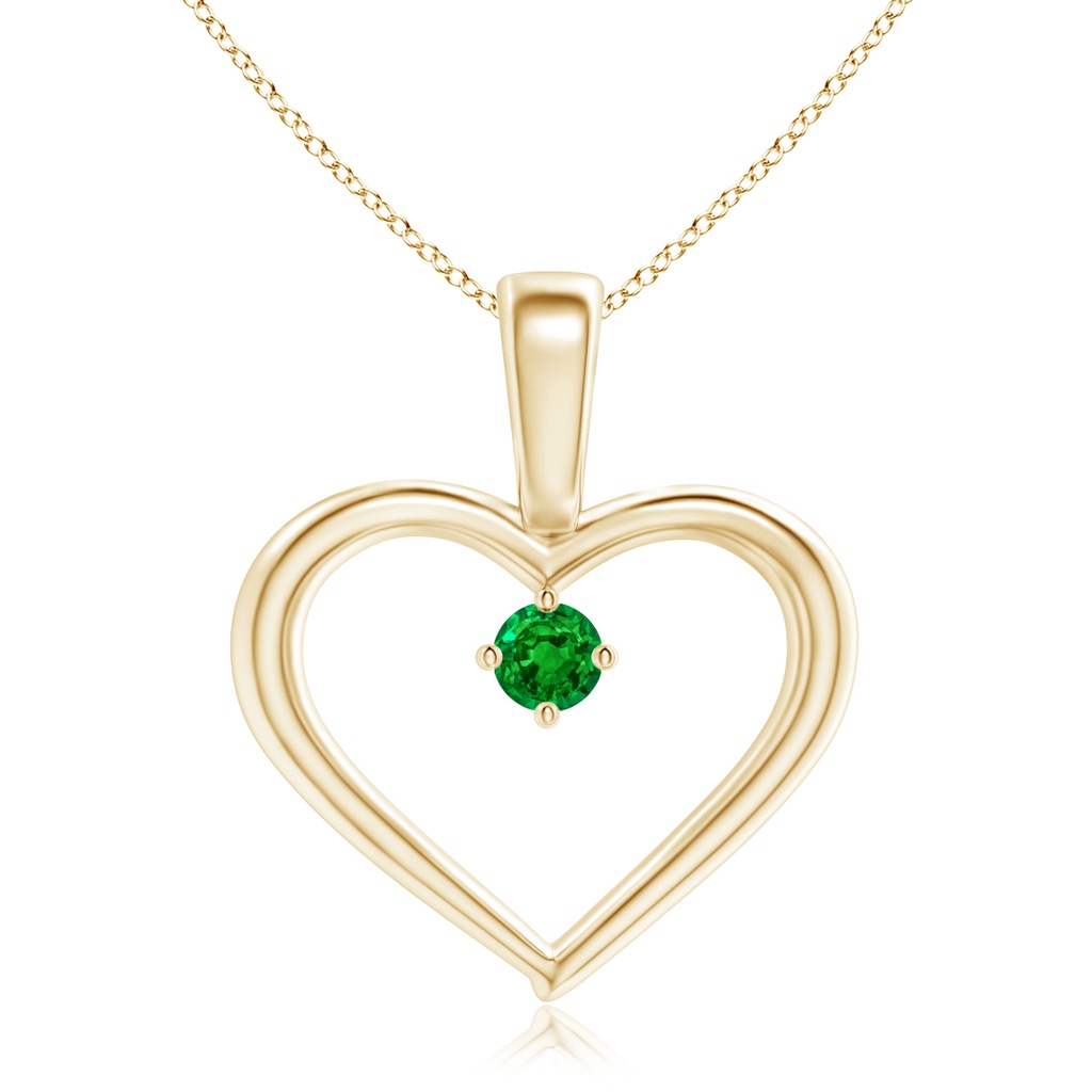 2.5mm AAAA Solitaire Emerald Heart Pendant in Yellow Gold