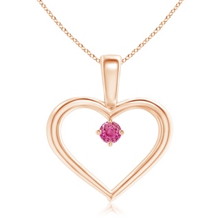 2.5mm AAA Solitaire Pink Sapphire Heart Pendant in Rose Gold
