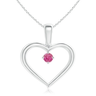 2.5mm AAA Solitaire Pink Sapphire Heart Pendant in White Gold