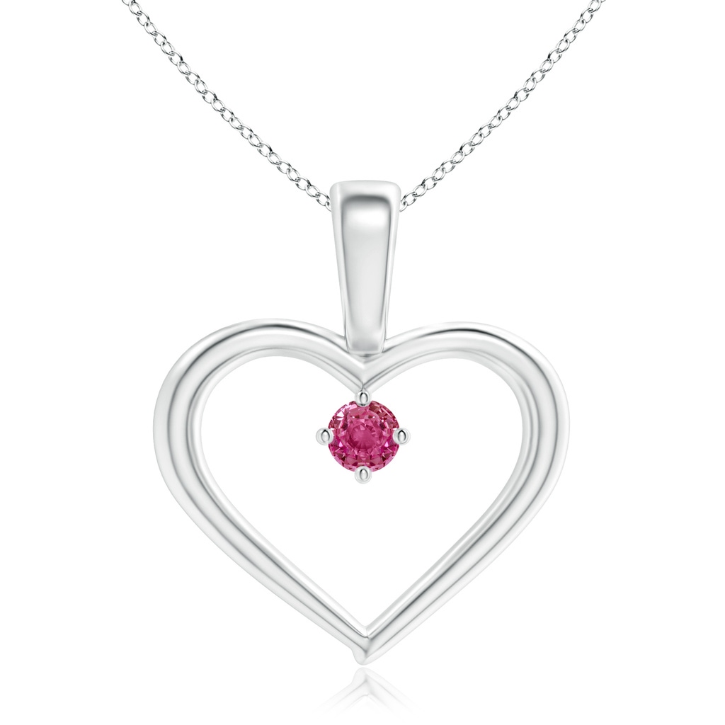 2.5mm AAAA Solitaire Pink Sapphire Heart Pendant in P950 Platinum