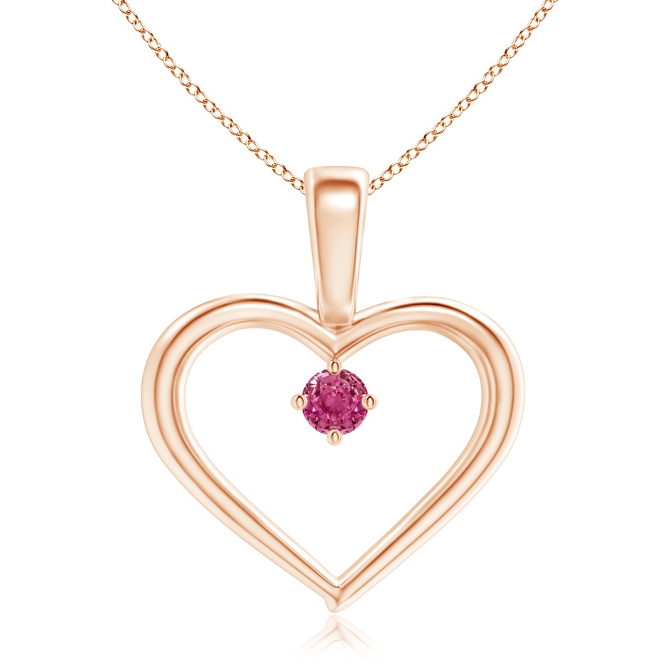 2.5mm AAAA Solitaire Pink Sapphire Heart Pendant in Rose Gold 