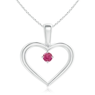 2.5mm AAAA Solitaire Pink Sapphire Heart Pendant in White Gold
