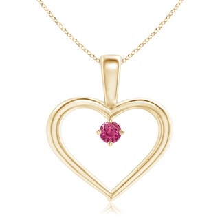 2.5mm AAAA Solitaire Pink Sapphire Heart Pendant in Yellow Gold