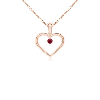 2.5mm A Solitaire Ruby Heart Pendant in 10K Rose Gold