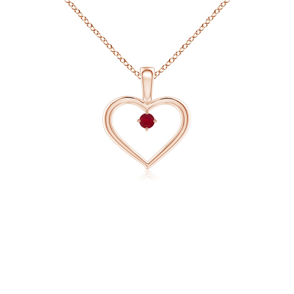 2.5mm AA Solitaire Ruby Heart Pendant in 18K Rose Gold 