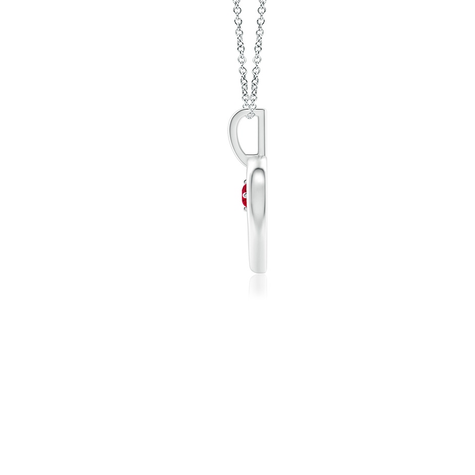 2.5mm AA Solitaire Ruby Heart Pendant in 18K White Gold Side 199