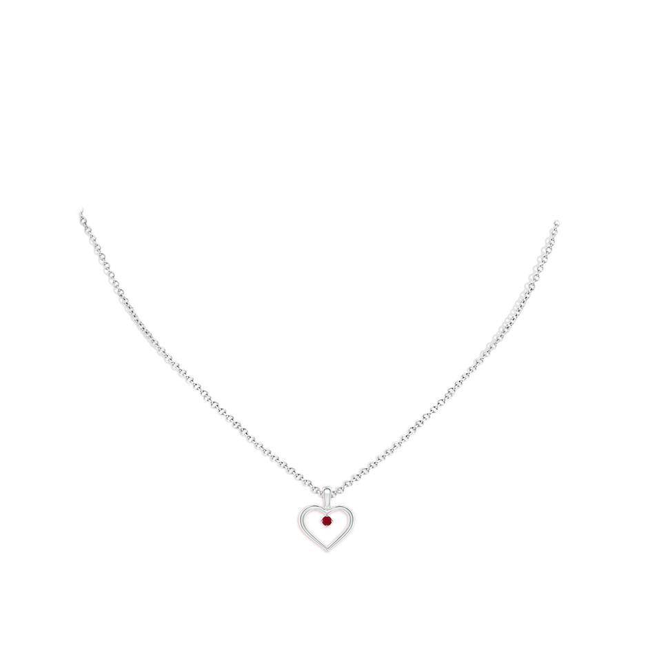 2.5mm AA Solitaire Ruby Heart Pendant in 18K White Gold pen