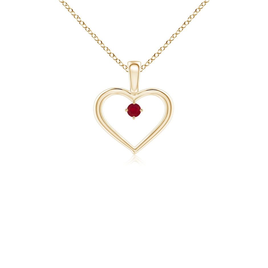 2.5mm AA Solitaire Ruby Heart Pendant in 18K Yellow Gold 