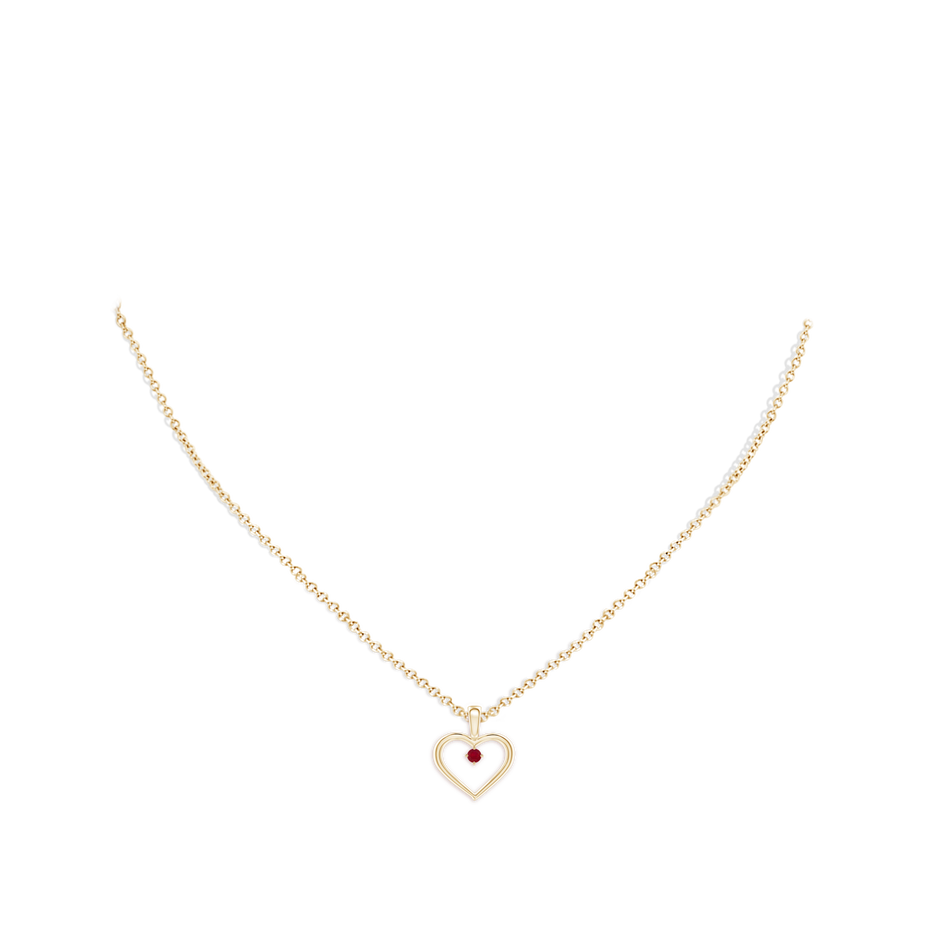 2.5mm AA Solitaire Ruby Heart Pendant in Yellow Gold pen
