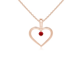 2.5mm AAA Solitaire Ruby Heart Pendant in 10K Rose Gold