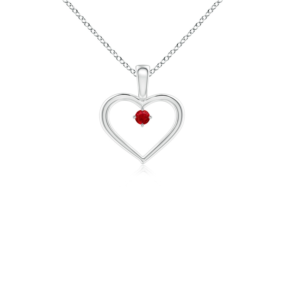 2.5mm AAA Solitaire Ruby Heart Pendant in 18K White Gold 