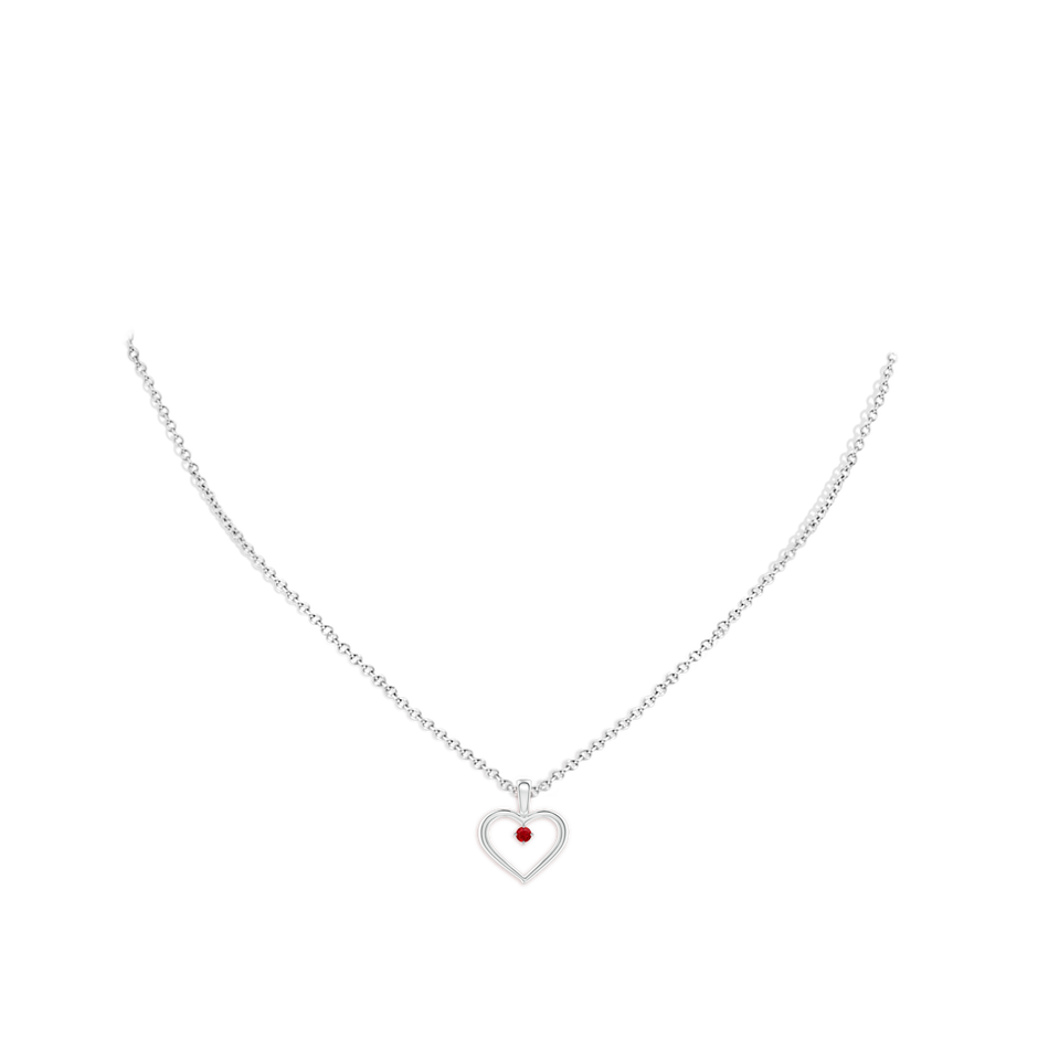 2.5mm AAA Solitaire Ruby Heart Pendant in 18K White Gold pen