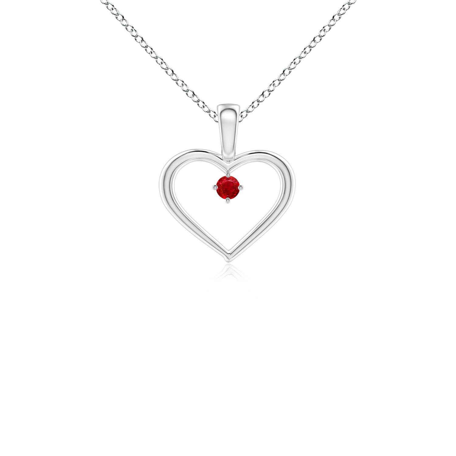 AAA - Ruby / 0.09 CT / 14 KT White Gold