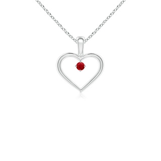 2.5mm AAA Solitaire Ruby Heart Pendant in White Gold