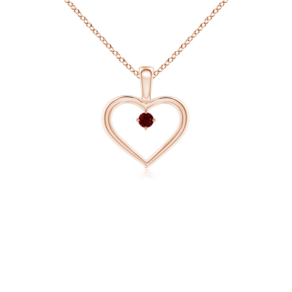2.5mm AAAA Solitaire Ruby Heart Pendant in 18K Rose Gold 
