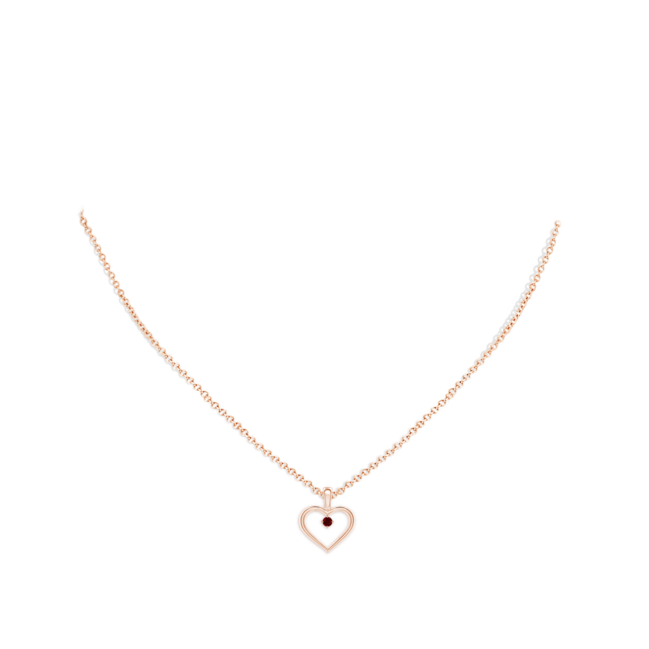 2.5mm AAAA Solitaire Ruby Heart Pendant in 18K Rose Gold pen