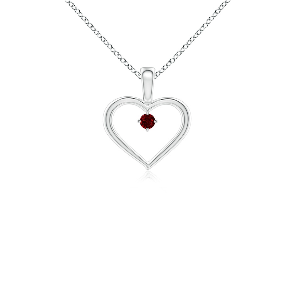 2.5mm AAAA Solitaire Ruby Heart Pendant in 18K White Gold 