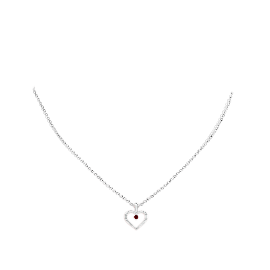 2.5mm AAAA Solitaire Ruby Heart Pendant in 18K White Gold pen