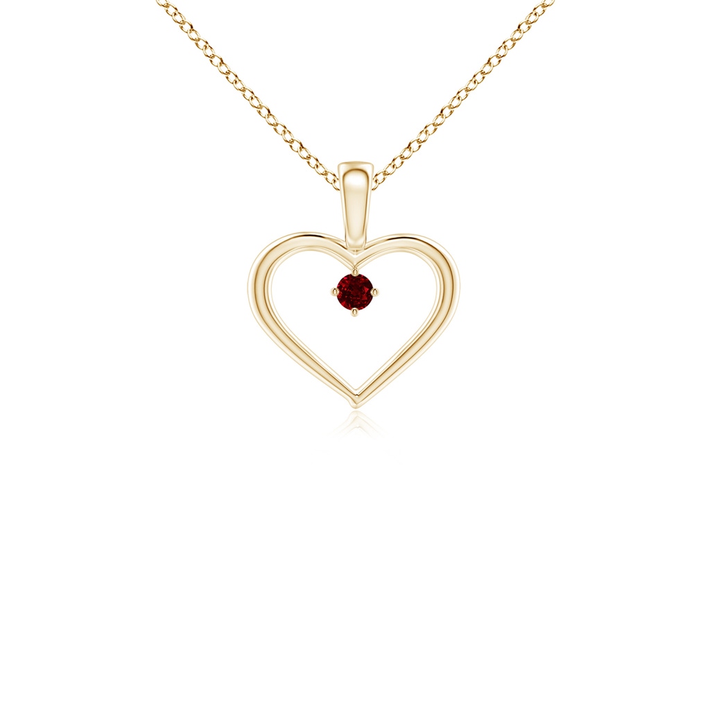 2.5mm AAAA Solitaire Ruby Heart Pendant in 18K Yellow Gold