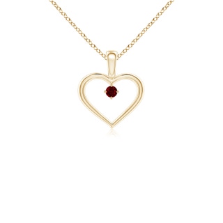 2.5mm AAAA Solitaire Ruby Heart Pendant in 18K Yellow Gold