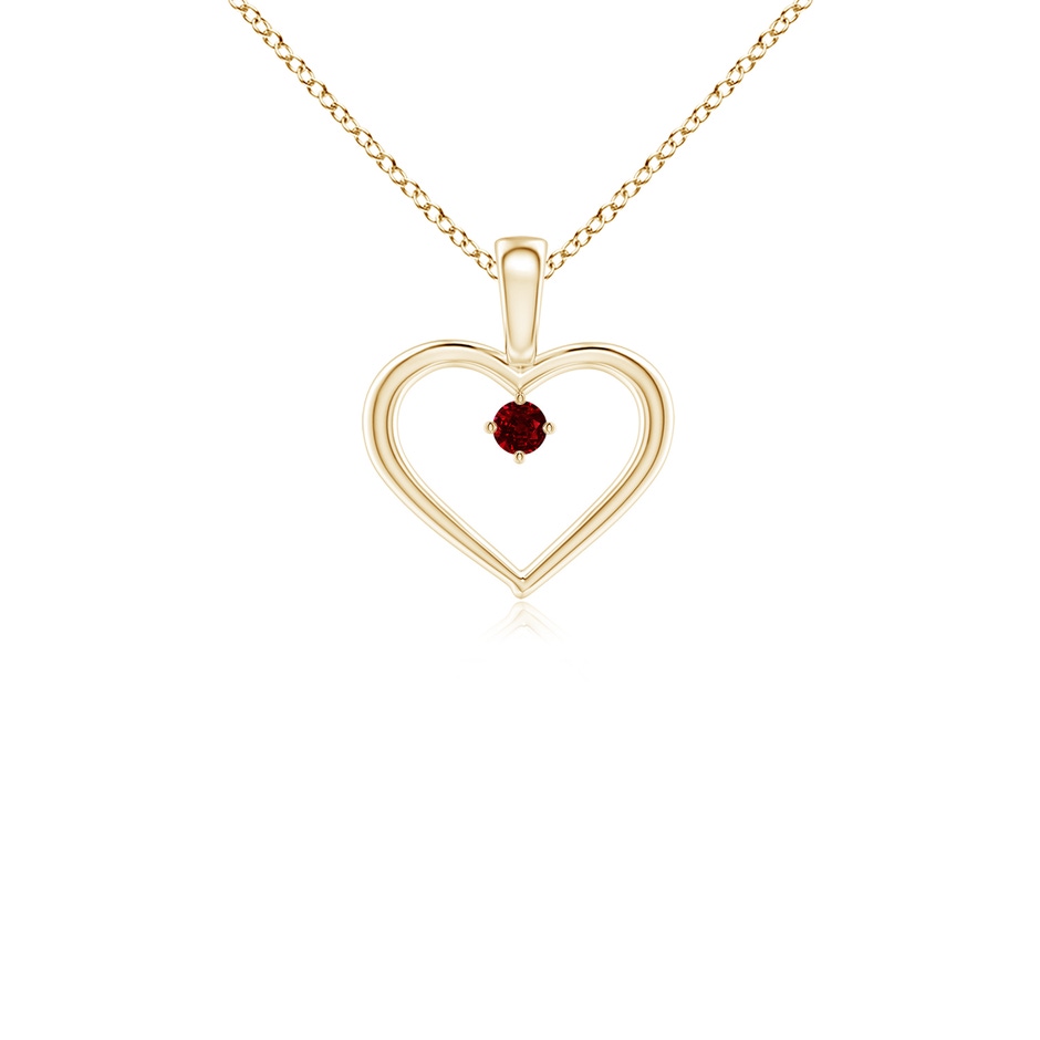 2.5mm AAAA Solitaire Ruby Heart Pendant in 18K Yellow Gold 