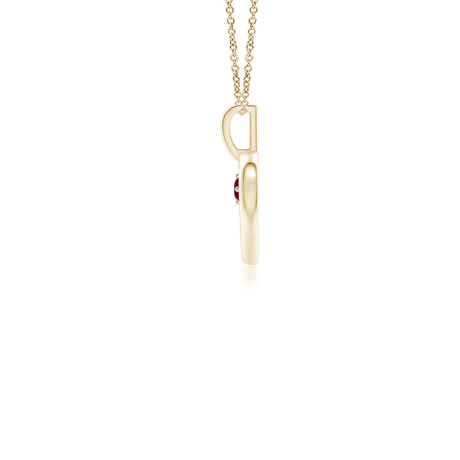 2.5mm AAAA Solitaire Ruby Heart Pendant in 18K Yellow Gold - side 2