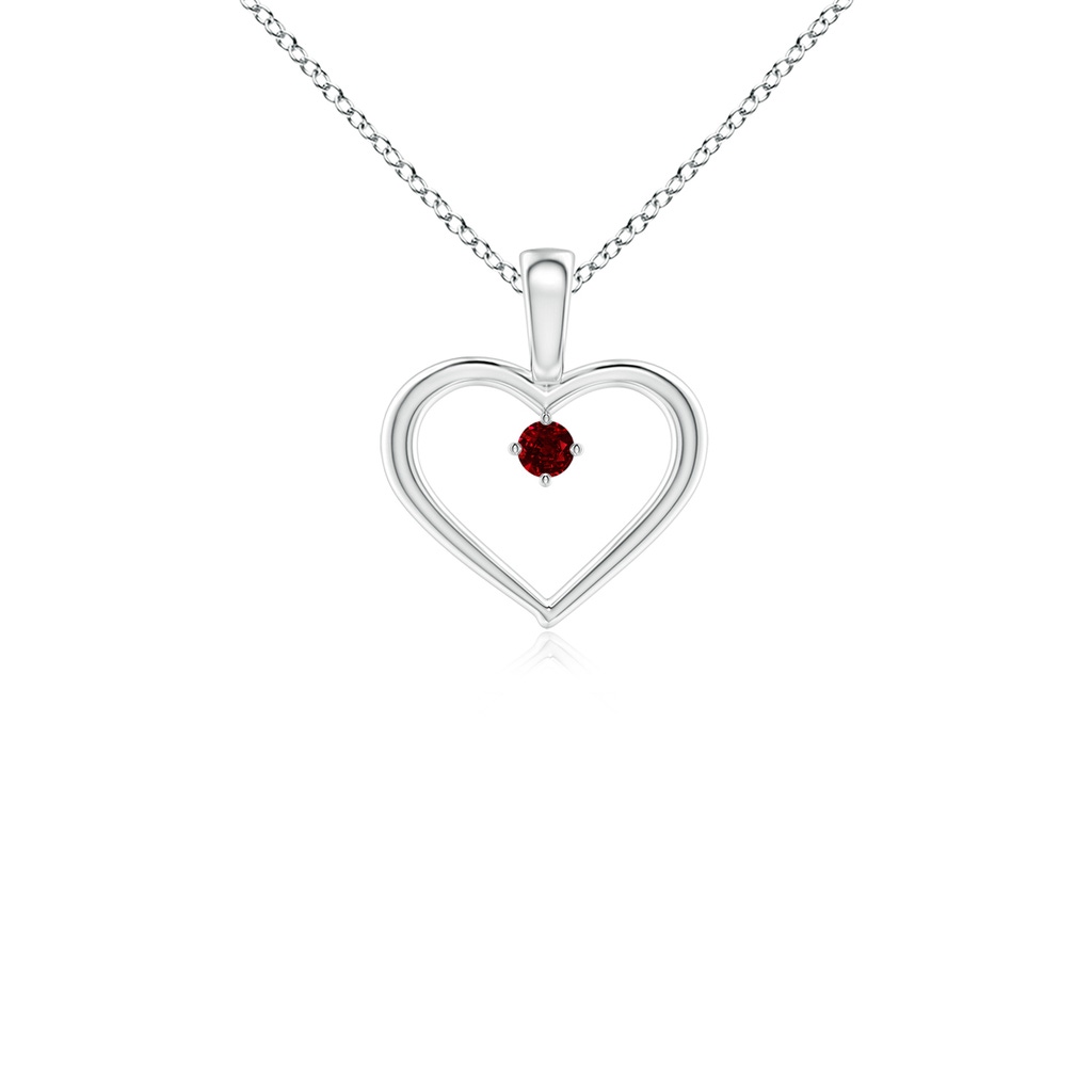 2.5mm AAAA Solitaire Ruby Heart Pendant in P950 Platinum
