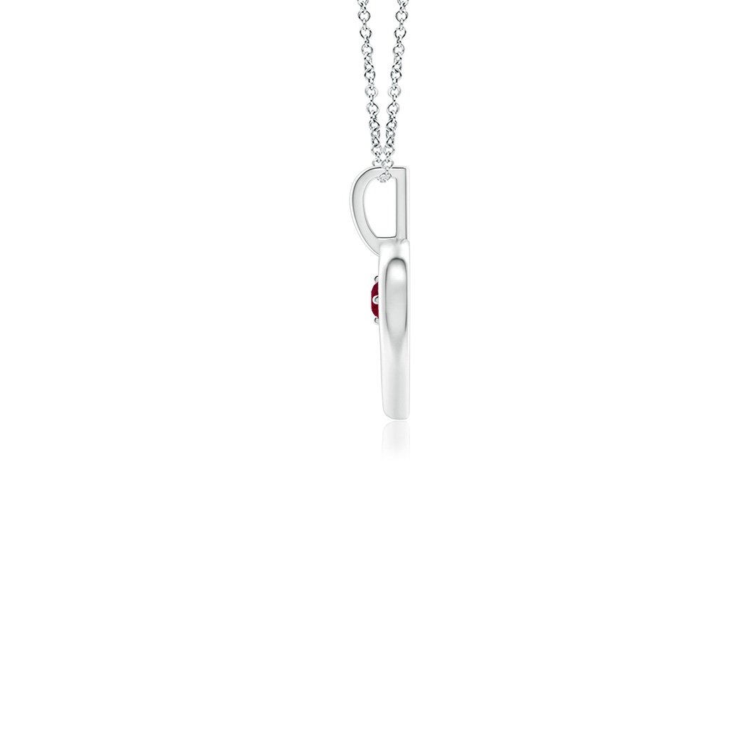 2.5mm AAAA Solitaire Ruby Heart Pendant in P950 Platinum Side 199