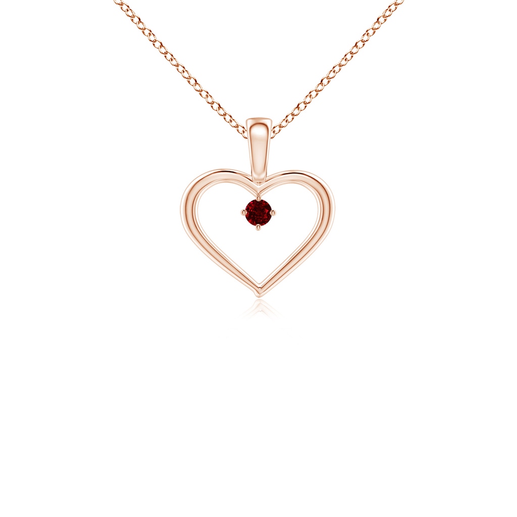 2.5mm AAAA Solitaire Ruby Heart Pendant in Rose Gold