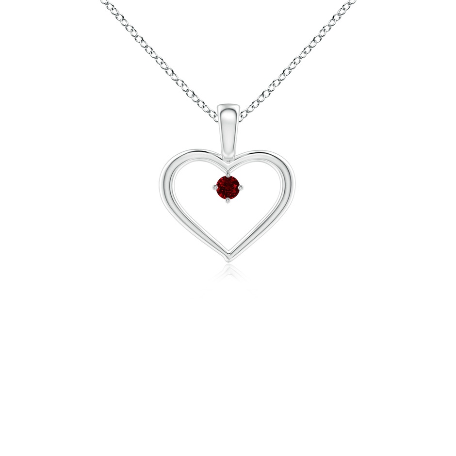 2.5mm AAAA Solitaire Ruby Heart Pendant in White Gold 