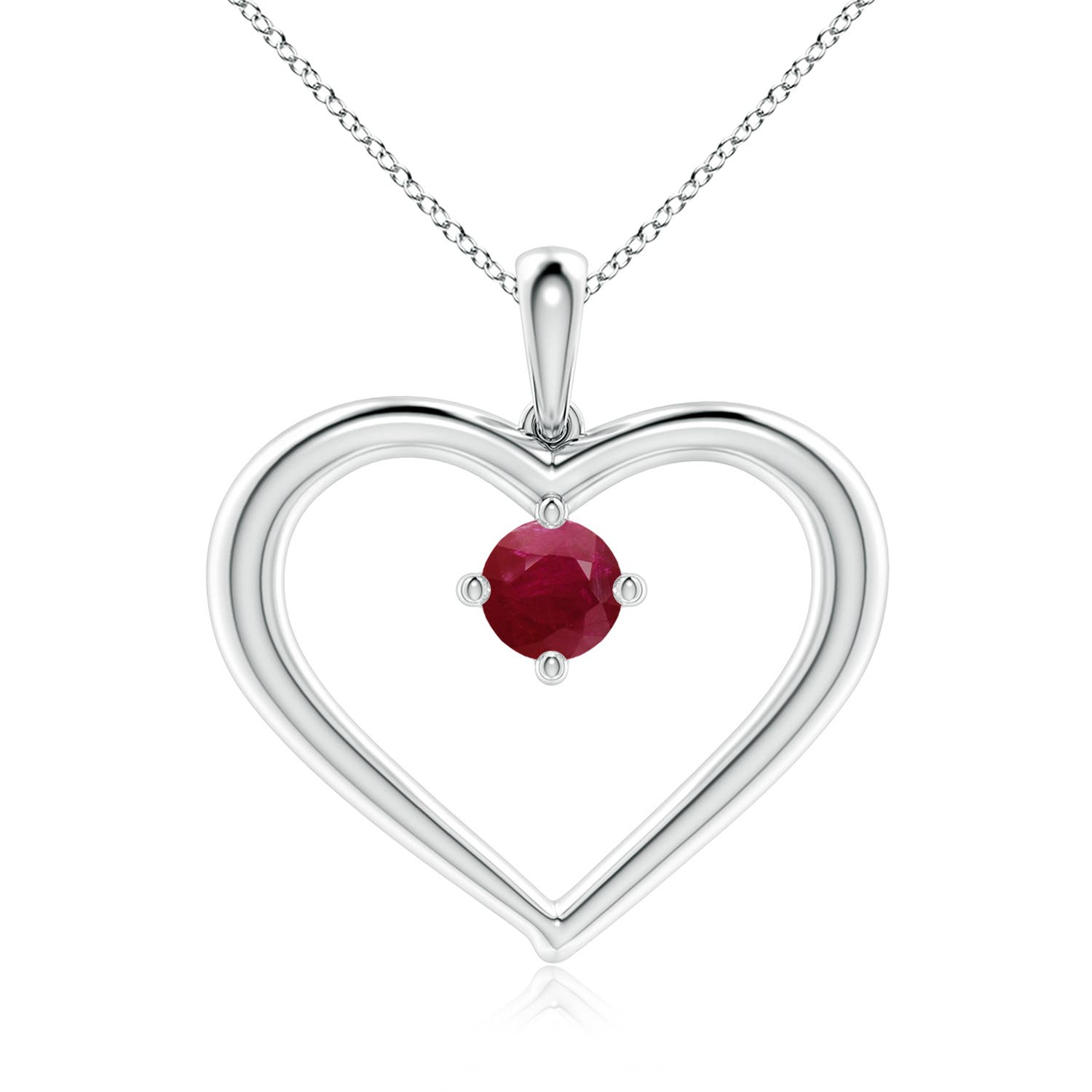 6mm A Solitaire Ruby Heart Pendant in P950 Platinum