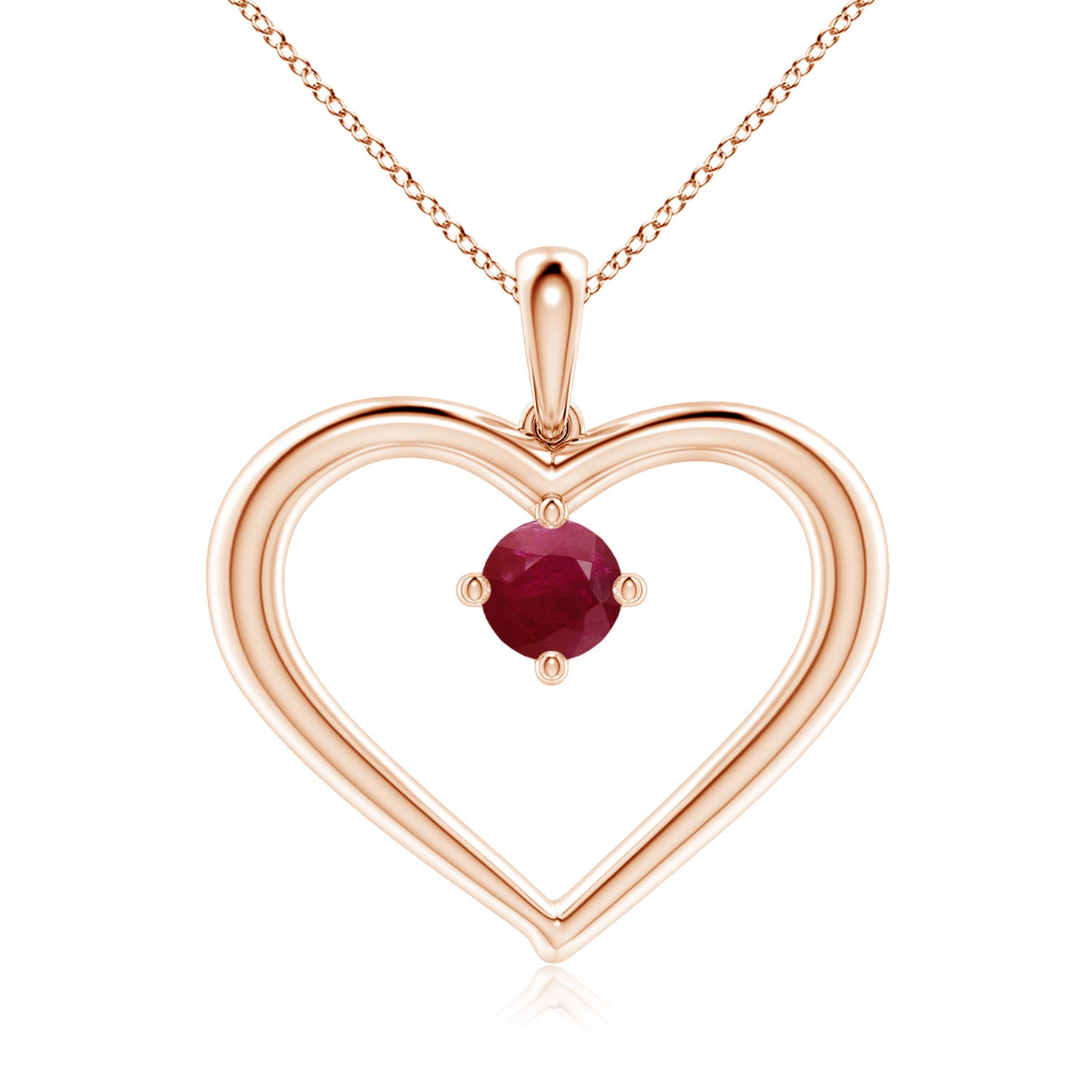 6mm A Solitaire Ruby Heart Pendant in Rose Gold