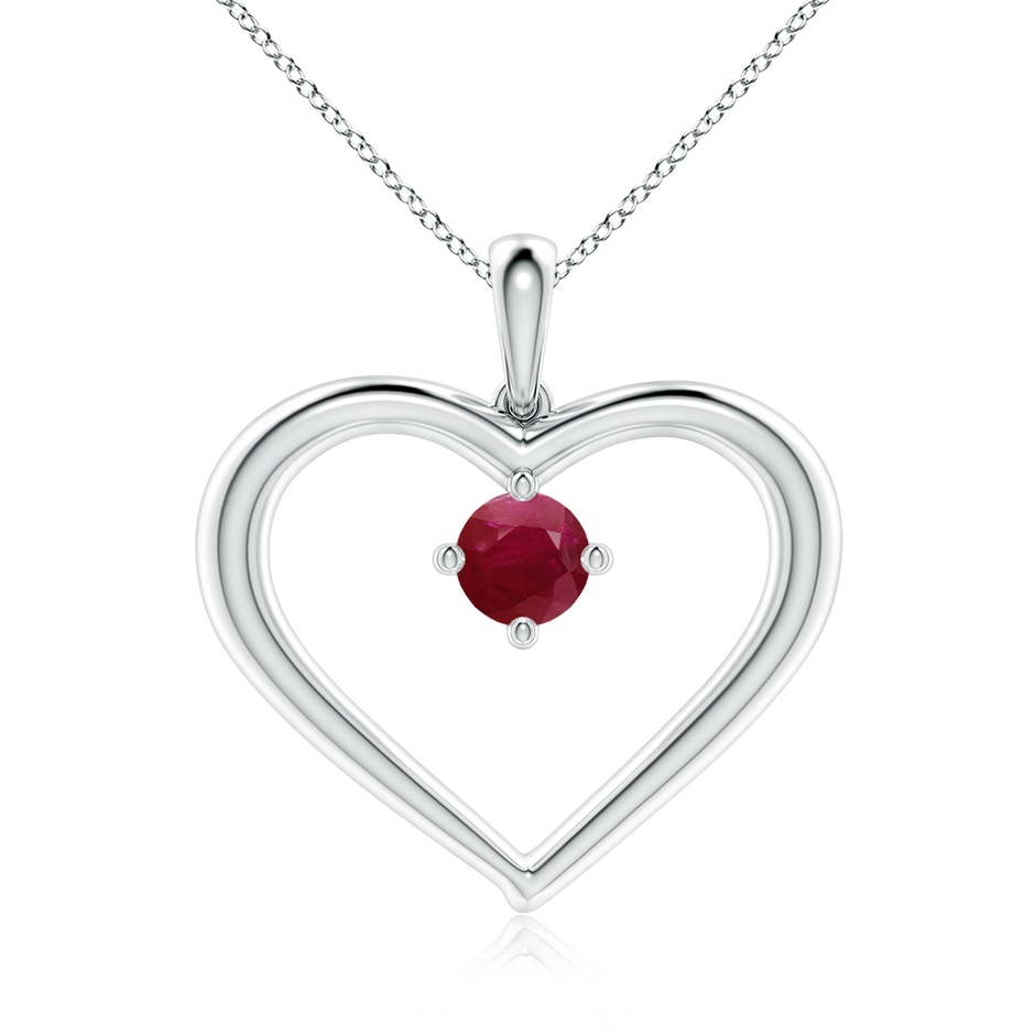 6mm A Solitaire Ruby Heart Pendant in White Gold 